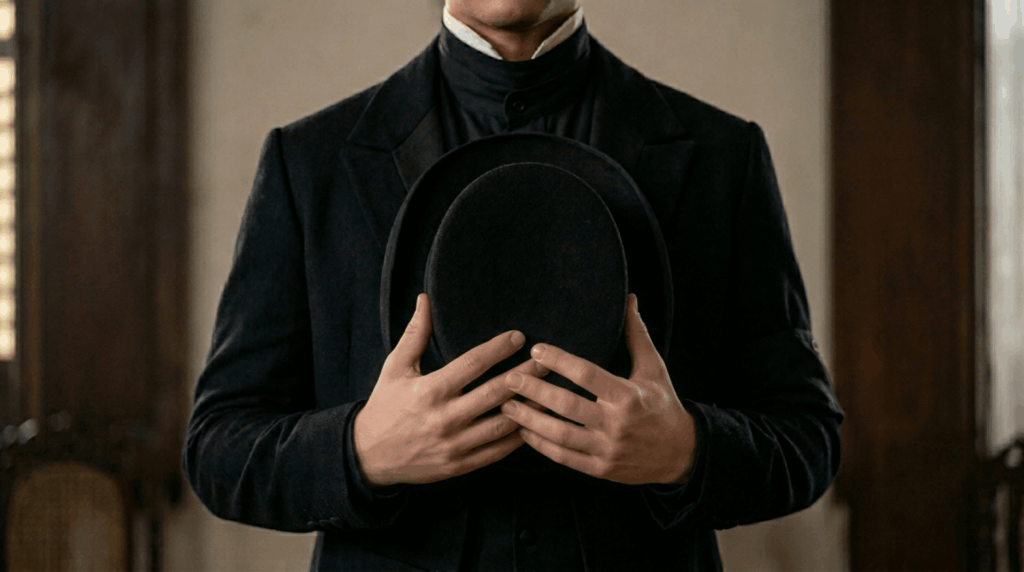 young mestizo wearing mourning clothes