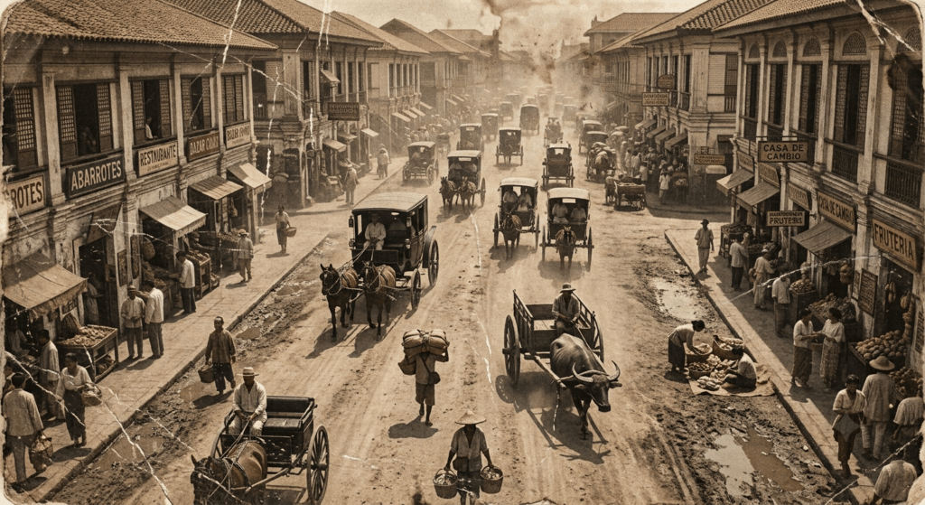 busy Manila streets in the 1890s