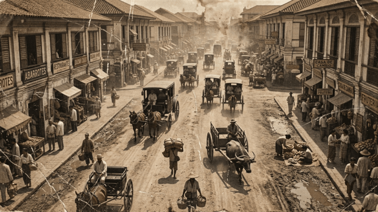 busy Manila streets in the 1890s
