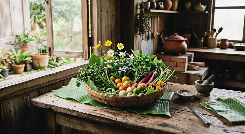 basket of vegetables on a table